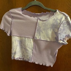 Purple Color-block Crop Top